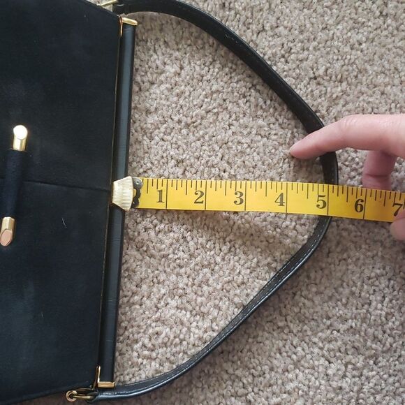VNTG Retro 60's A Naturalizer Black Faux Suede Simulated Leather Handbag - Picture 16 of 16